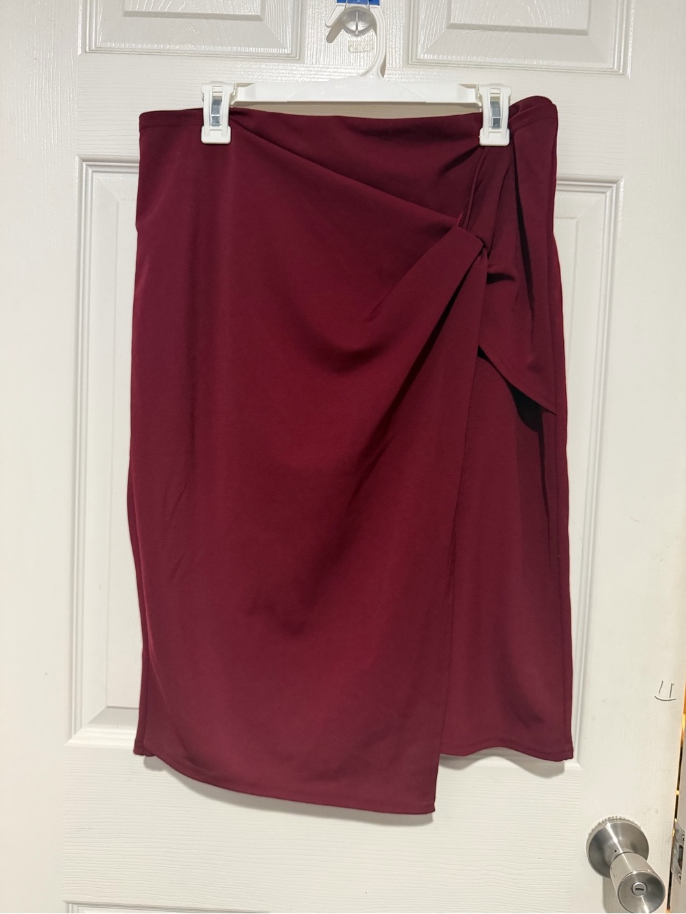Women's Wrap-Front Midi Skirt - Burgundy